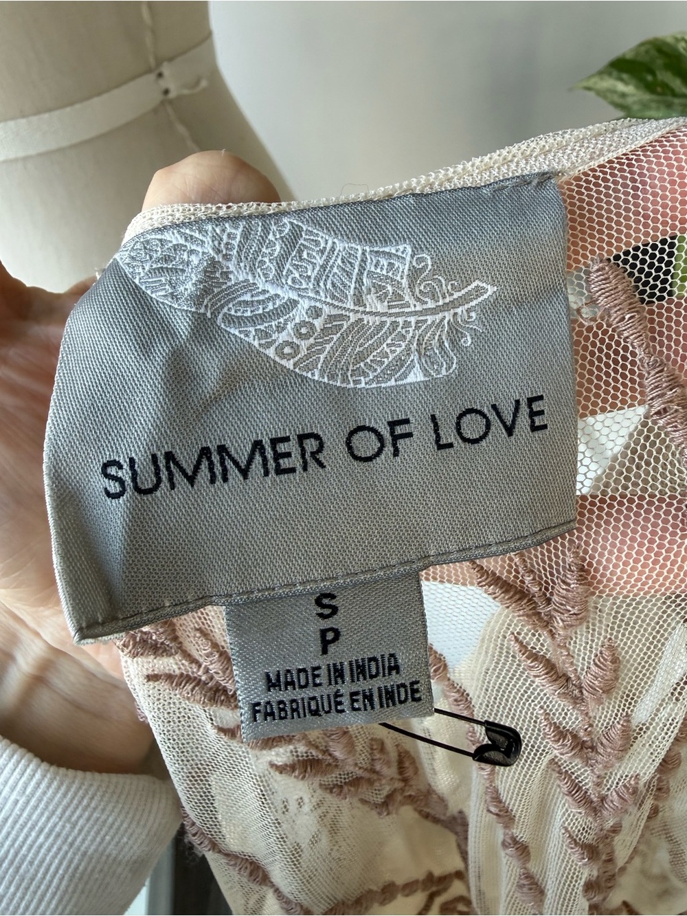 Sheer Embroidered Tie-Waist Robe in Cream - Picture 5 of 6